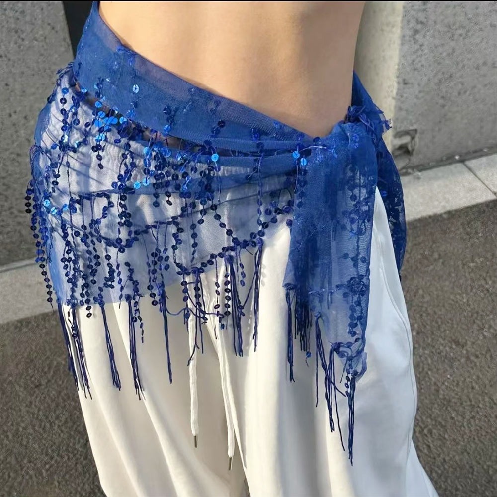 Street Fashion India - حزام رقص شرقي مزين بالترتر، تنورة