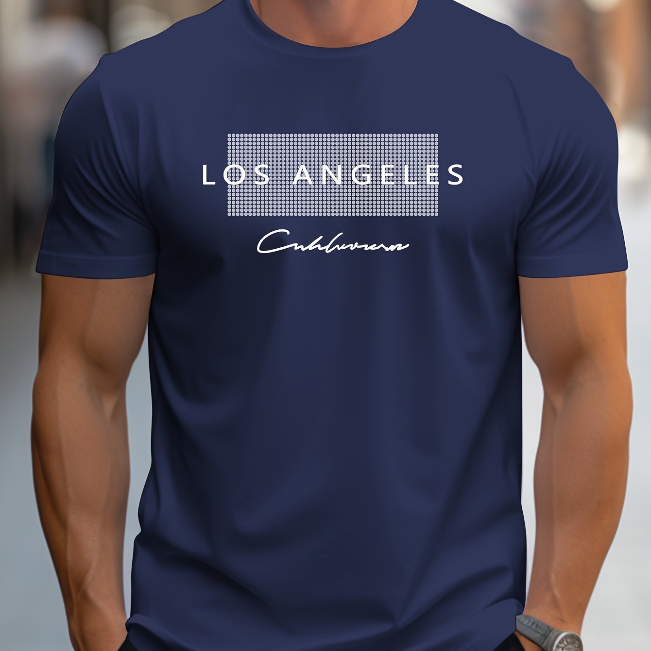 Street Fashion Los Angeles - تي شيرت رجالي سريع الجفاف بطباعة