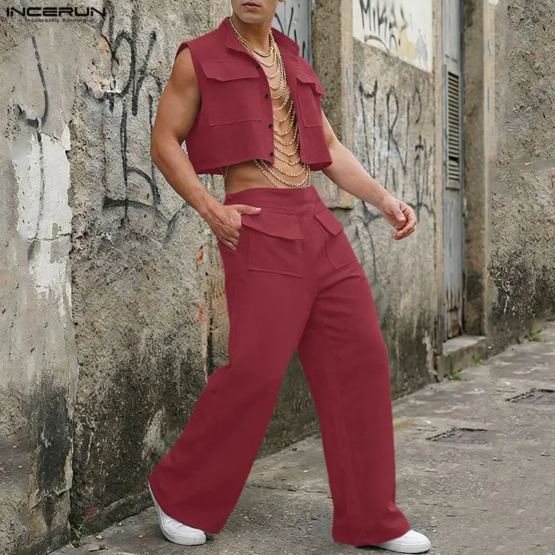 Street Fashion For Man - طقم رجالي من INCERUN، قميص بدون