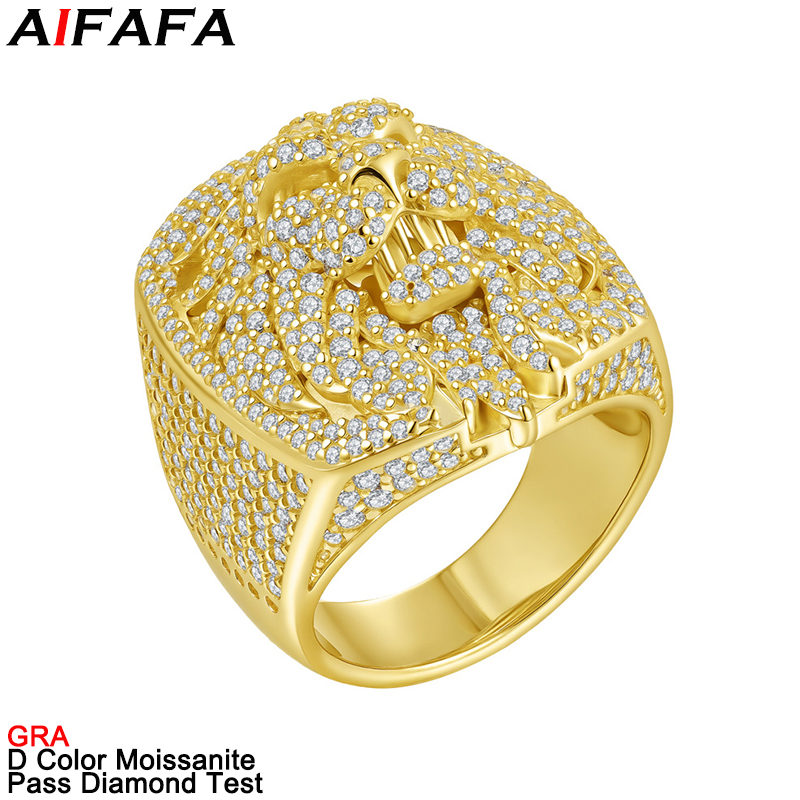 Street Fashion Jewelry - خواتم ألماس مويسانيت كاملة بلون D،