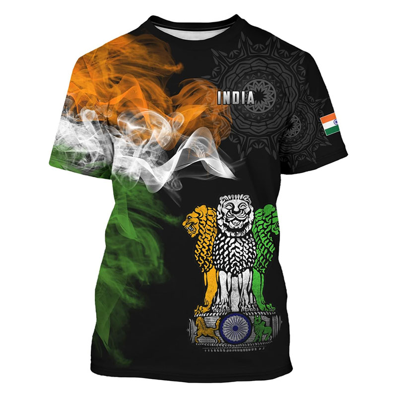 Street Fashion India - الهند العلم تي شيرت مطبوع ملابس