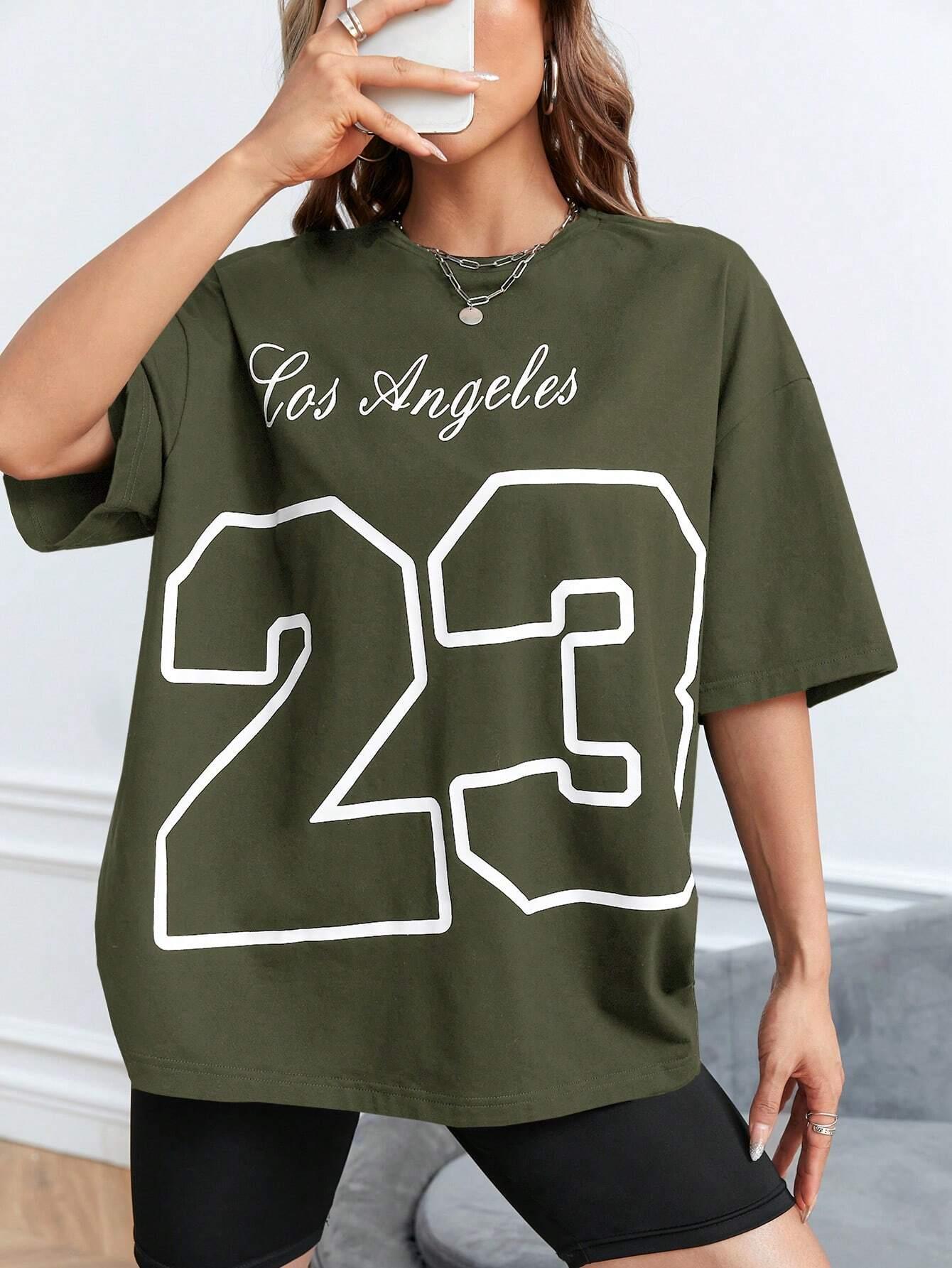 تي شيرت نسائي مطبوع عليه 23 حر - مراجعة Street Fashion Los Angeles وسعره